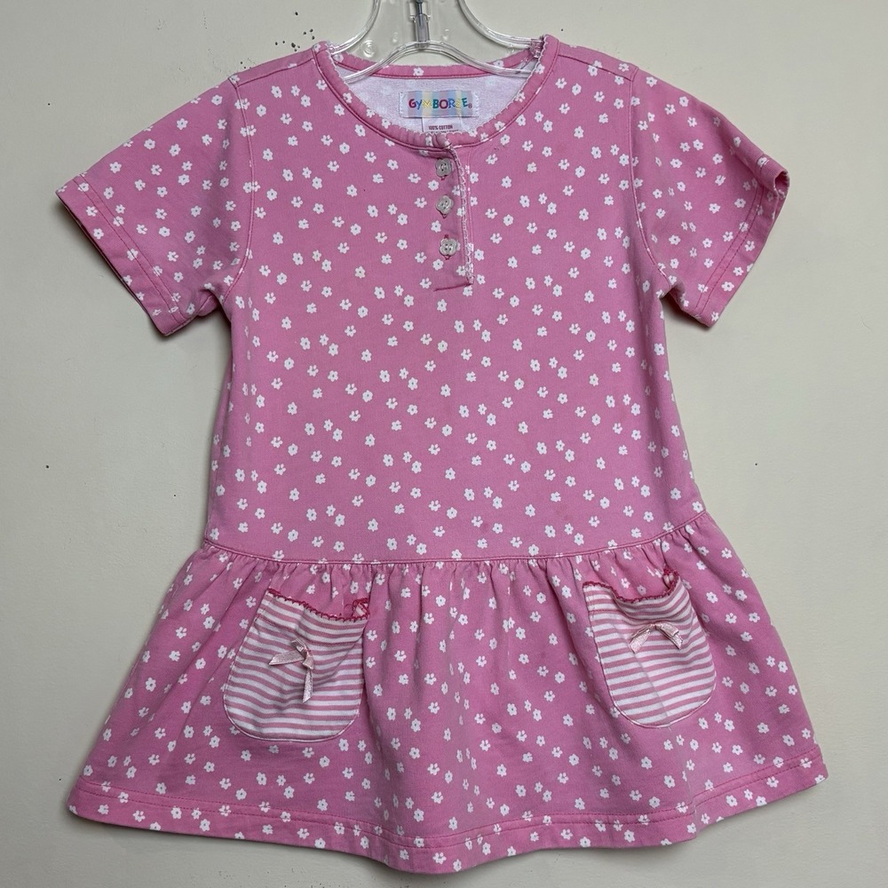Vintage 1996 Gymboree Flower Party Dress Pink‎ Floral Rainbow Tag Size Small 18M